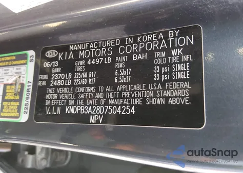 2013 Kia Sportage Lx z USA, uszkodzony, nr VIN KNDPB3A28D7504254